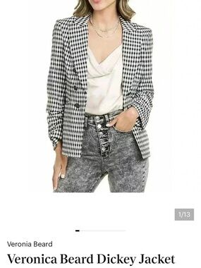 Veronica Beard Black and White Gingham Dickey Jacket size 6 perfect